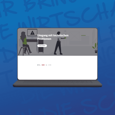 Laptop mit Beispielscreen zum E-Learning: Umgang mit technischen Problemen