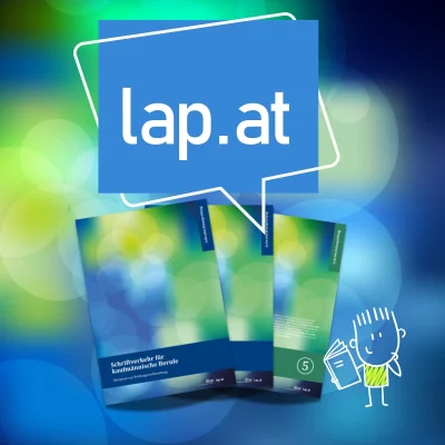 Sprechblase und 3 Cover lap.at